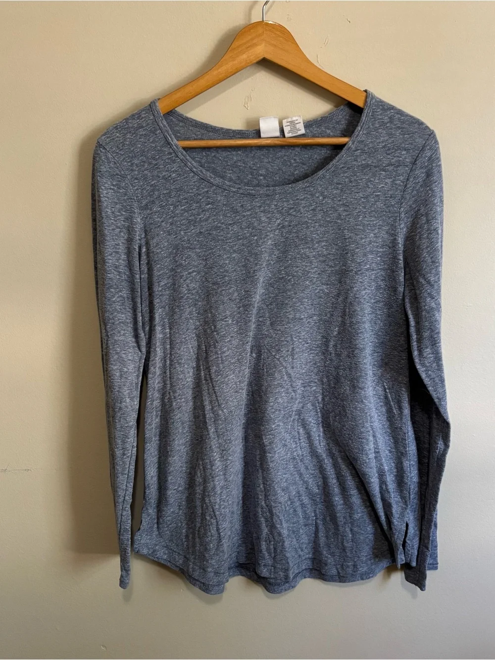 Artisan NY Heathered Blue Gray Scoop Neck Long Sleeve Tee Size L